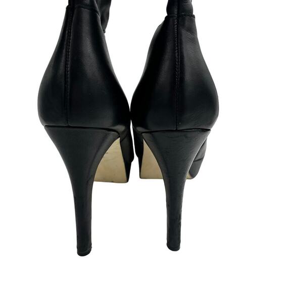 Reba Black Leather Knee High Platform Stiletto Boots Size 9.5M - Picture 5 of 10